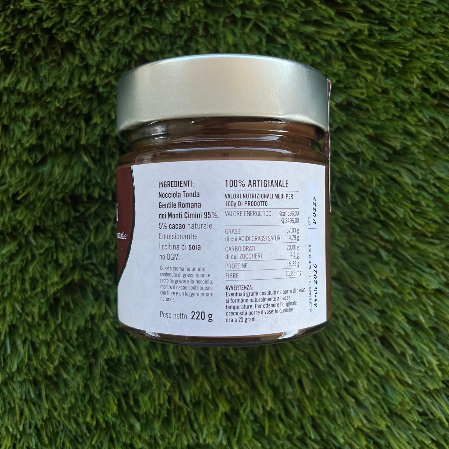ETERNA - Crema al 95% nocciola e cacao naturale 220g
